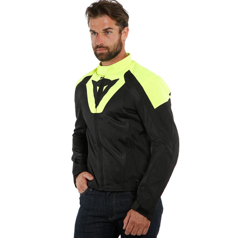 CHAQUETA DAINESE LEVANTE AIR TEX NEGRO/AMARILLO FLUOR