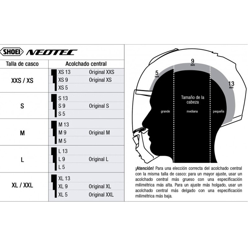 CHICHONERA INTERIOR CASCO SHOEI J-CRUISER 2 TALLAS XL