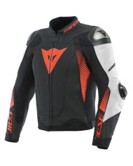 CHAQUETA DAINESE SUPER SPEED 4 PERFORADA BLACK-MATT/WHITE/FLUO-RED