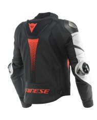 CHAQUETA DAINESE SUPER SPEED 4 PERFORADA BLACK-MATT/WHITE/FLUO-RED