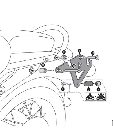 KIT DE FIJACION MALETAS LATERALES Y ALFORJAS SW-MOTECH SLH IZQUIERDO LH1 TRIUMPH HTA.11.682.10000