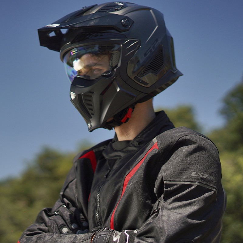 CASCO LS2 DRIFTER DEVOR MATT BLACK/YELLOW FLUO