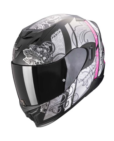 CASCO SCORPION EXO-520 EVO AIR FASTA NEGRO MATE/PLATA/ROSA