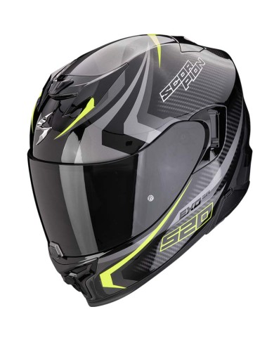 CASCO SCORPION EXO-520 EVO AIR TERRA NEGRO/PLATA/AMARILLO FLUOR