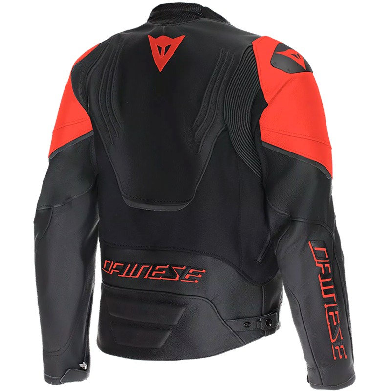 CHAQUETA DAINESE RACING 5 PERFORADA BLACK/BLACK/RED FLUO
