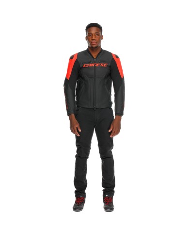 CHAQUETA DAINESE RACING 5 BLACK/BLACK/RED FLUO