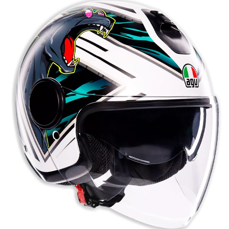 CASCO AGV ETERES GHEPARD MATT WHITE/BLACK/GREEN