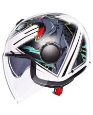 CASCO AGV ETERES GHEPARD MATT WHITE/BLACK/GREEN