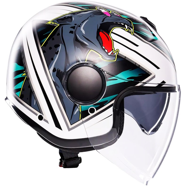 CASCO AGV ETERES GHEPARD MATT WHITE/BLACK/GREEN